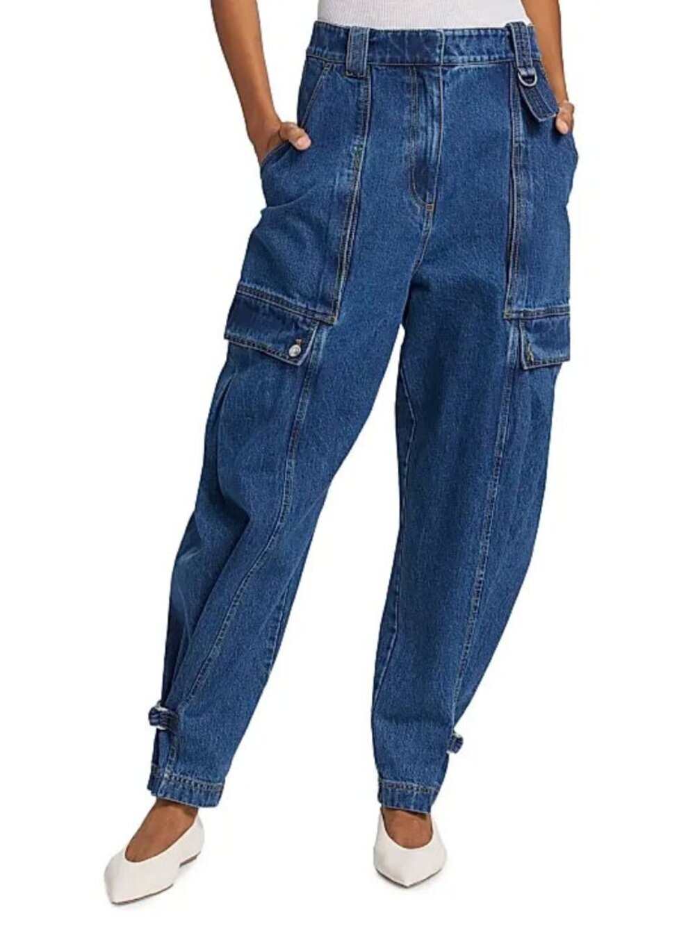 3.1 Phillip Lim Denim Tapered-Leg Utility Jeans - Picture 3 of 7